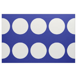 Große weiße Tupfen auf blauem geometrischem Gewe Stoff