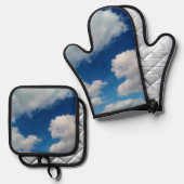 Große weiße Wolken Ofenhandschuh & Topflappen-Set (Vorderseite/Rückseite)