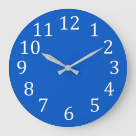 Große weiße Zahlen auf Schlichten blauen Wall-Uhre Wanduhr