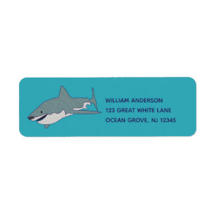 Große weißer Haifisch-Aqua-Blau-Rücksendeadress