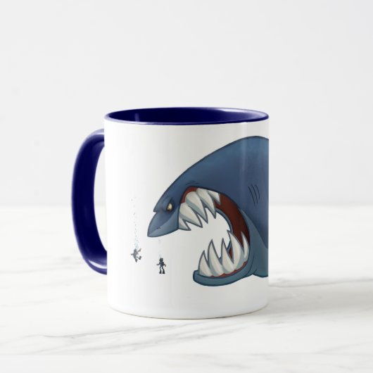 Große weißer Haifisch-Tasse Tasse (Vorderseite Links)