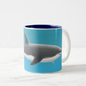 Große weißer Haifisch-Tasse Zweifarbige Tasse (VorderseiteRechts)