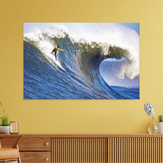 Große Welle beim Surfwettbewerb in Mavericks Leinwanddruck (Insitu (Wohnzimmer))