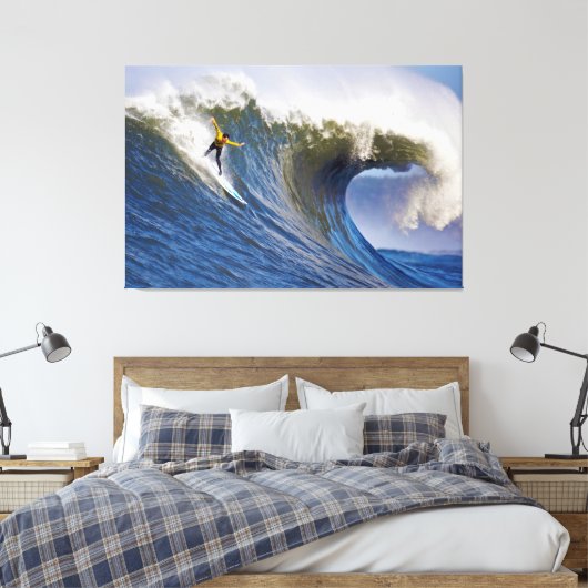 Große Welle beim Surfwettbewerb in Mavericks Leinwanddruck (Insitu (Schlafzimmer))