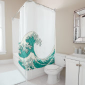 Große Welle - grün Duschvorhang (Beispiel)