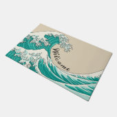 Große Welle - grüne Tür Fußmatte (Schrägansicht)