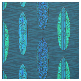 Große Welle Hawaiianische Vintage-Surfboards Druck Stoff