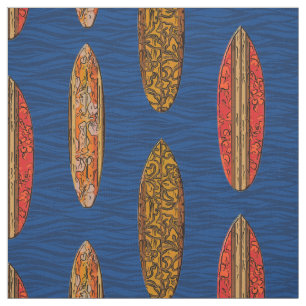 Große Welle Hawaiianische Vintage-Surfboards Druck Stoff