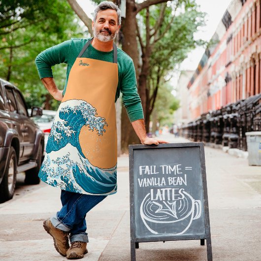 Große Welle - hellblau Schürze