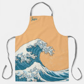 Große Welle - hellblau Schürze (Vorderseite)