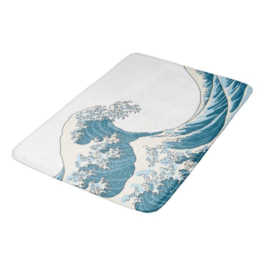 Große Welle - hellblauer Bademantel Badematte (Schrägansicht)