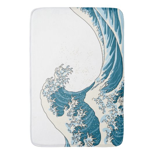 Große Welle - hellblauer Bademantel Badematte (Vorderseite Vertikal)