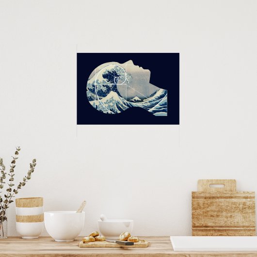 Große Welle, Hokusai trifft Fibonacci in meinem Ko Poster (Küche)