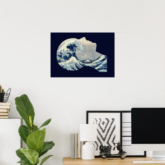 Große Welle, Hokusai trifft Fibonacci in meinem Ko Poster (Heimbüro)