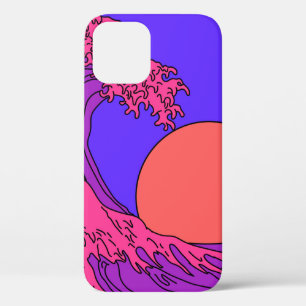 Große Welle im Vaporwave-Pop-Art-Stil. Ansicht auf Case-Mate iPhone Hülle
