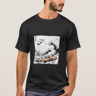Große Welle mit finsteren Halloween Katzen T Shirt