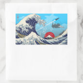 Große Welle Rechteckiger Aufkleber (Tasche)