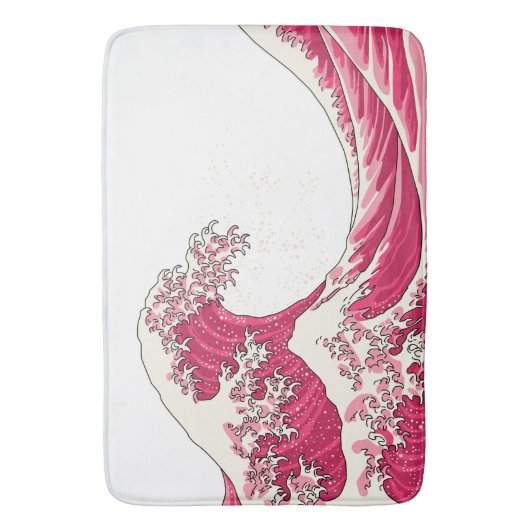 Große Welle - rosa Badematte (Vorderseite Vertikal)