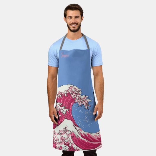 Große Welle - Rosa Schürze (Getragen)