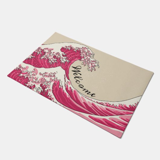 Große Welle - rosa Türmchen Fußmatte (Schrägansicht)