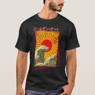 Große Welle steigt Sun Japan japanische Vaporwave T-Shirt