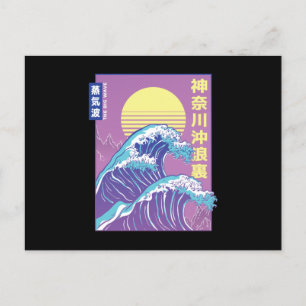 Große Welle Vaporwave Postkarte
