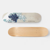 Große Welle von Kanagawa-Benutzerdefiniertem Text Skateboard (Horizontal)