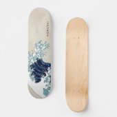 Große Welle von Kanagawa-Benutzerdefiniertem Text Skateboard (Vorderseite)