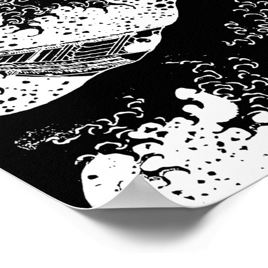 Große Welle von Kanagawa Black and White Poster (Ecke)