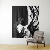 Große Welle von Kanagawa Black and White Wandteppich (Beispiel)