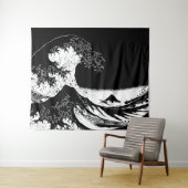 Große Welle von Kanagawa Black and White Wandteppich (Beispiel (Horizontal))