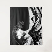 Große Welle von Kanagawa Black and White Wandteppich (Vorderseite)