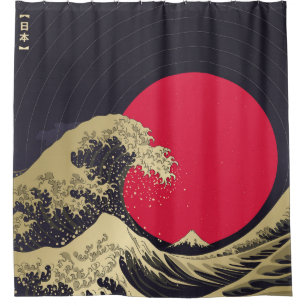 "Große Welle von Kanagawa". Hokusai, japanische We Duschvorhang
