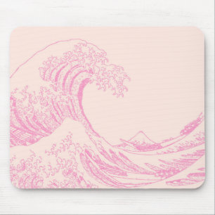 Große Welle von Kanagawa Pink Ästhetik Mousepad