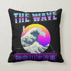 Große Welle von Kanagawa Retro Vaporwave Kissen