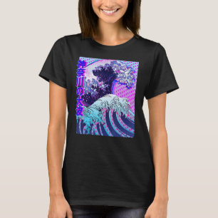 Große Welle von Kanagawa Vaporwave Glitch Ästhetik T-Shirt