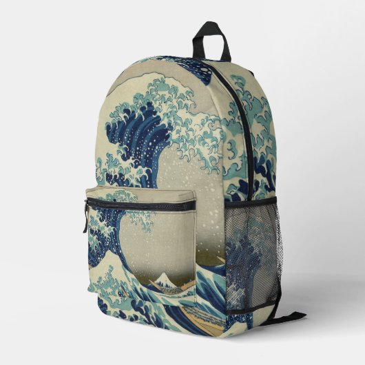 Große Welle vor der Küste Kanagawas von Hokusai Bedruckter Rucksack (Rückseitige Ecke Rechts)
