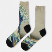 Große Welle vor der Küste Kanagawas von Hokusai Socken (Linkes Detail)