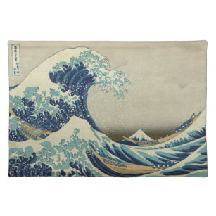 Große Welle vor der Küste Kanagawas von Hokusai Stofftischset