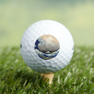 Große Welle vor Kanagawa & Berg Fuji Japanisches M Golfball