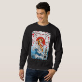 Große Welle vor Kanagawa Cherry Blossom Koi Fisch Sweatshirt (Vorne ganz)