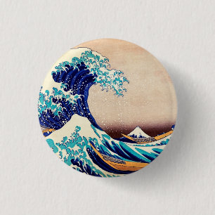 Große Welle vor Kanagawa Hokusai Japanische Vintag Button