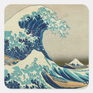 Große Welle vor Kanagawa & Japanische Kunst /Japan Quadratischer Aufkleber