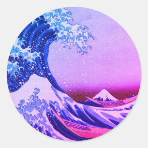 Große Welle vor Kanagawa & Japanische Kunst /Japan Runder Aufkleber
