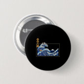 Große Welle vor Kanagawa mit dem ästhetischen Kanj Button (Vorne & Hinten)