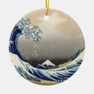 Große Welle vor Kanagawa & Mount Fuji Japan Meer Keramik Ornament