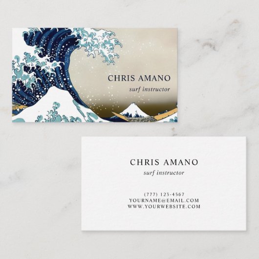 Große Welle weg von Kanagawa durch Hokusai Surfer Visitenkarte (Vorne/Hinten)