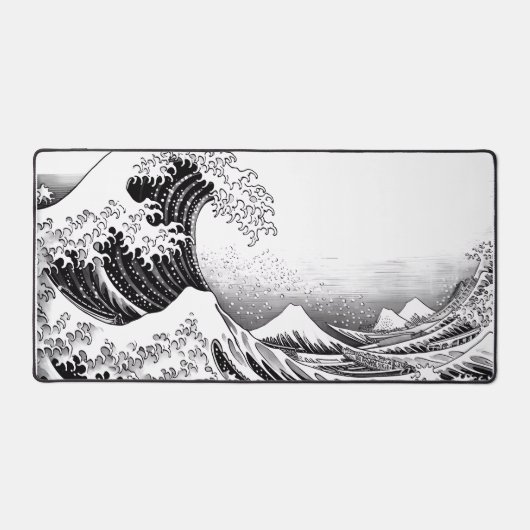 Große Welle xxl Gaming in Schwarzweiß-Kontur Schreibtischunterlage (Vorderseite)