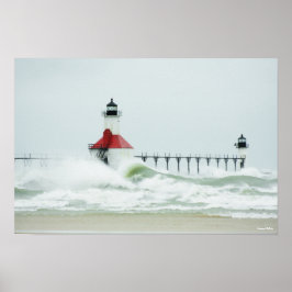 Große Wellen auf dem Michigan-Poster-See Poster