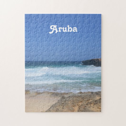 Große Wellen stürzen in Aruba Puzzle (Vertikal)